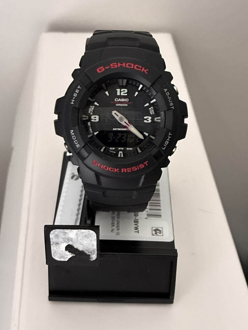 Casio G-Shock Watch Men WR 200M Black Red Analog Digital 5158 G-100 W/ Box Paper